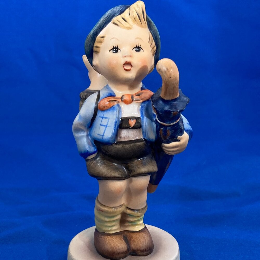 Vintage Hummel 1980s "Home from the Market" #198 Boy with Pig and Umbrella TMK 6